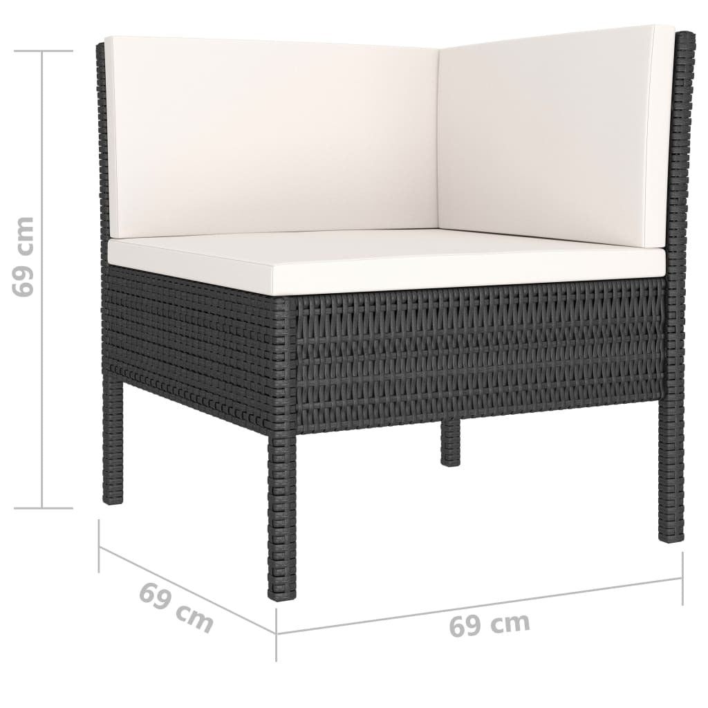 10 Piece Patio Lounge Set with Cushions Poly Rattan Black