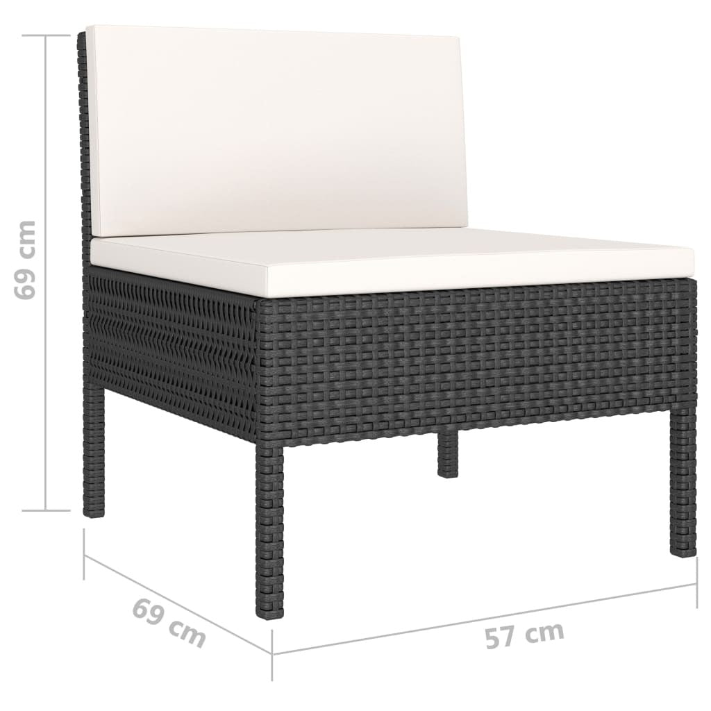 10 Piece Patio Lounge Set with Cushions Poly Rattan Black