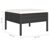 10 Piece Patio Lounge Set with Cushions Poly Rattan Black