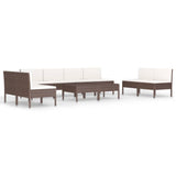10 Piece Patio Lounge Set with Cushions Poly Rattan Brown