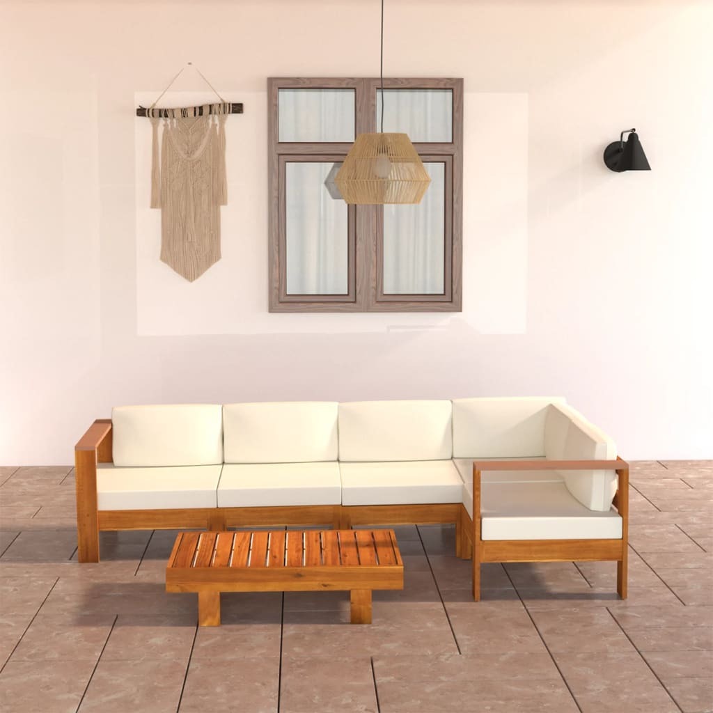 6 Piece Garden Lounge Set with Cushions 39.4" x 23.6" Acacia Wood
