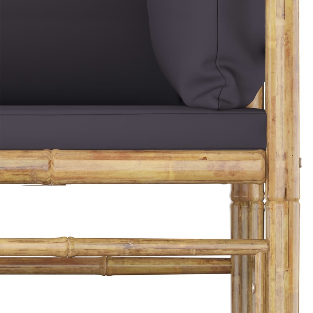 10 Piece Patio Lounge Set with Dark Gray Cushions Bamboo