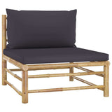 10 Piece Patio Lounge Set with Dark Gray Cushions Bamboo