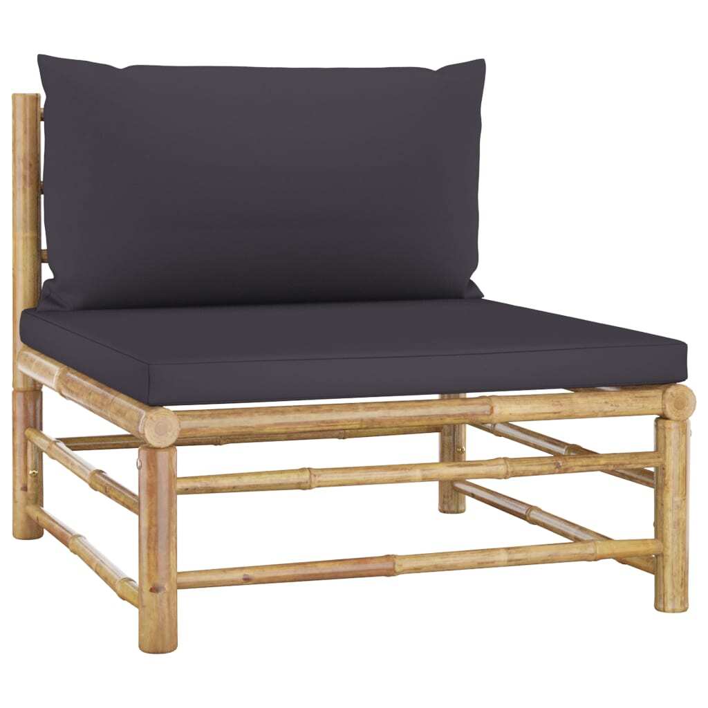 10 Piece Patio Lounge Set with Dark Gray Cushions Bamboo