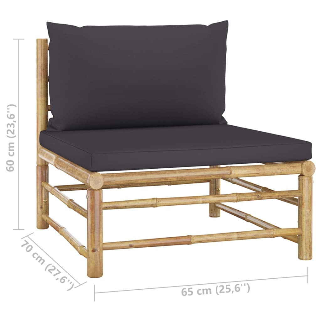 6 Piece Patio Lounge Set with Dark Gray Cushions Bamboo