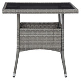 3 Piece Patio Dining Set Gray Poly Rattan and Glass