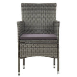 3 Piece Patio Dining Set Gray Poly Rattan and Glass