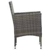 3 Piece Patio Dining Set Gray Poly Rattan and Glass