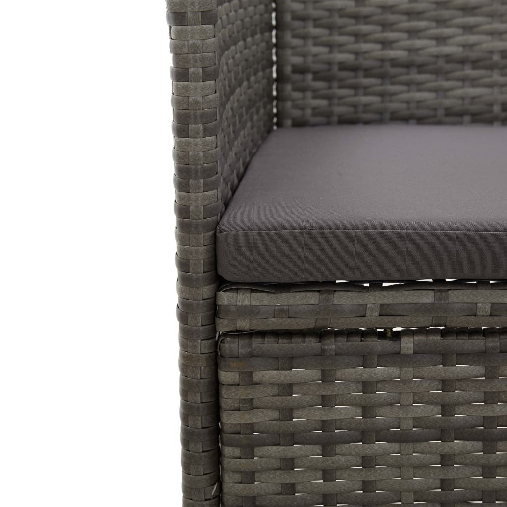 3 Piece Patio Dining Set Gray Poly Rattan and Glass