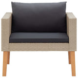 4 Piece Patio Lounge Set with Cushions Poly Rattan Beige