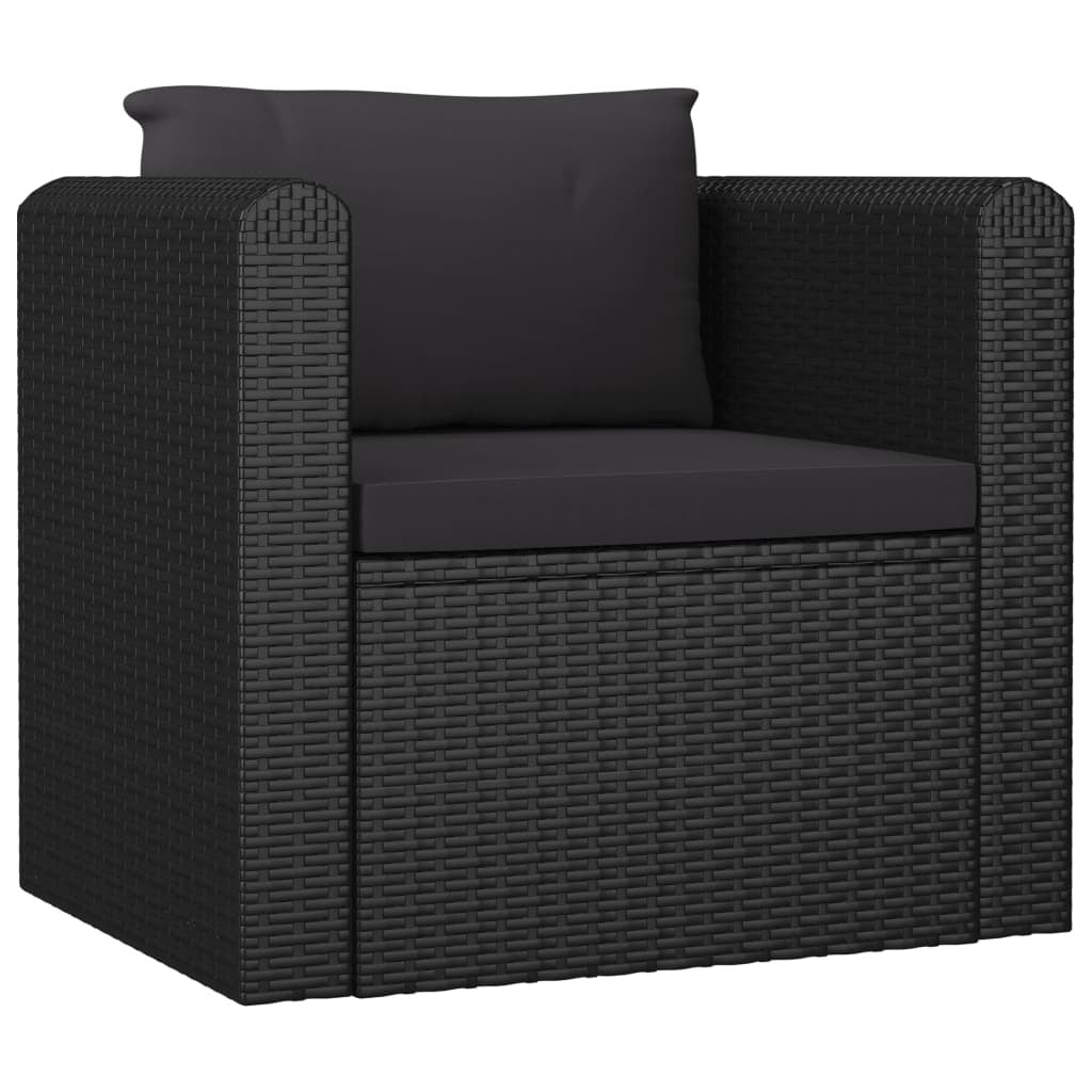 10 Piece Patio Lounge Set with Cushions Poly Rattan Black