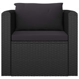 10 Piece Patio Lounge Set with Cushions Poly Rattan Black
