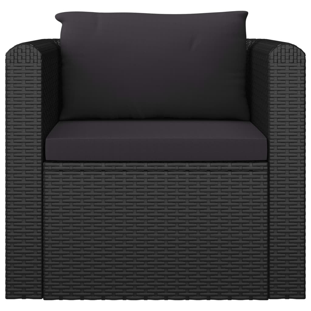 10 Piece Patio Lounge Set with Cushions Poly Rattan Black
