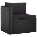 10 Piece Patio Lounge Set with Cushions Poly Rattan Black