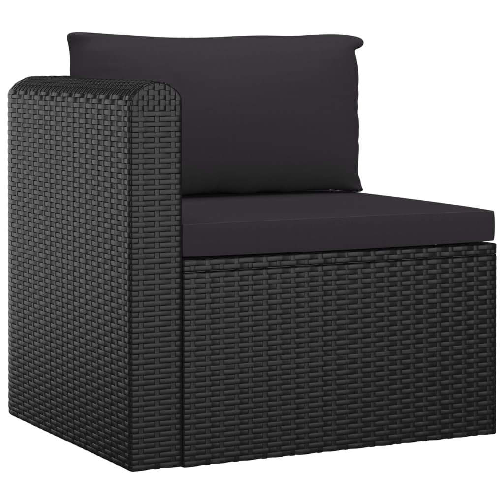 10 Piece Patio Lounge Set with Cushions Poly Rattan Black