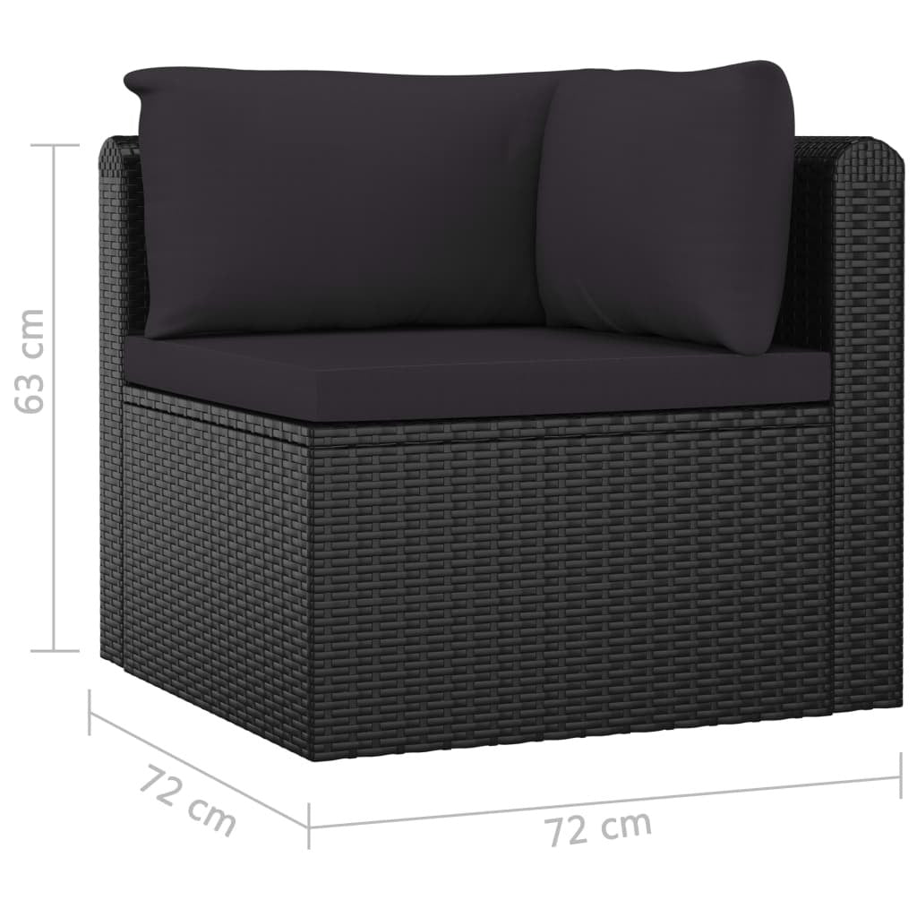 10 Piece Patio Lounge Set with Cushions Poly Rattan Black