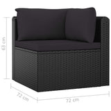 10 Piece Patio Lounge Set with Cushions Poly Rattan Black