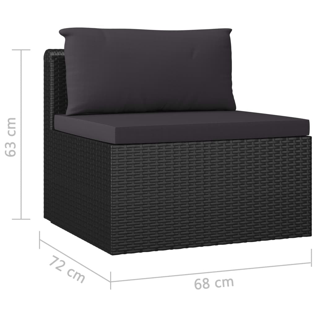 10 Piece Patio Lounge Set with Cushions Poly Rattan Black
