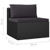 10 Piece Patio Lounge Set with Cushions Poly Rattan Black