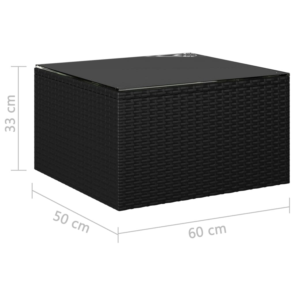 10 Piece Patio Lounge Set with Cushions Poly Rattan Black