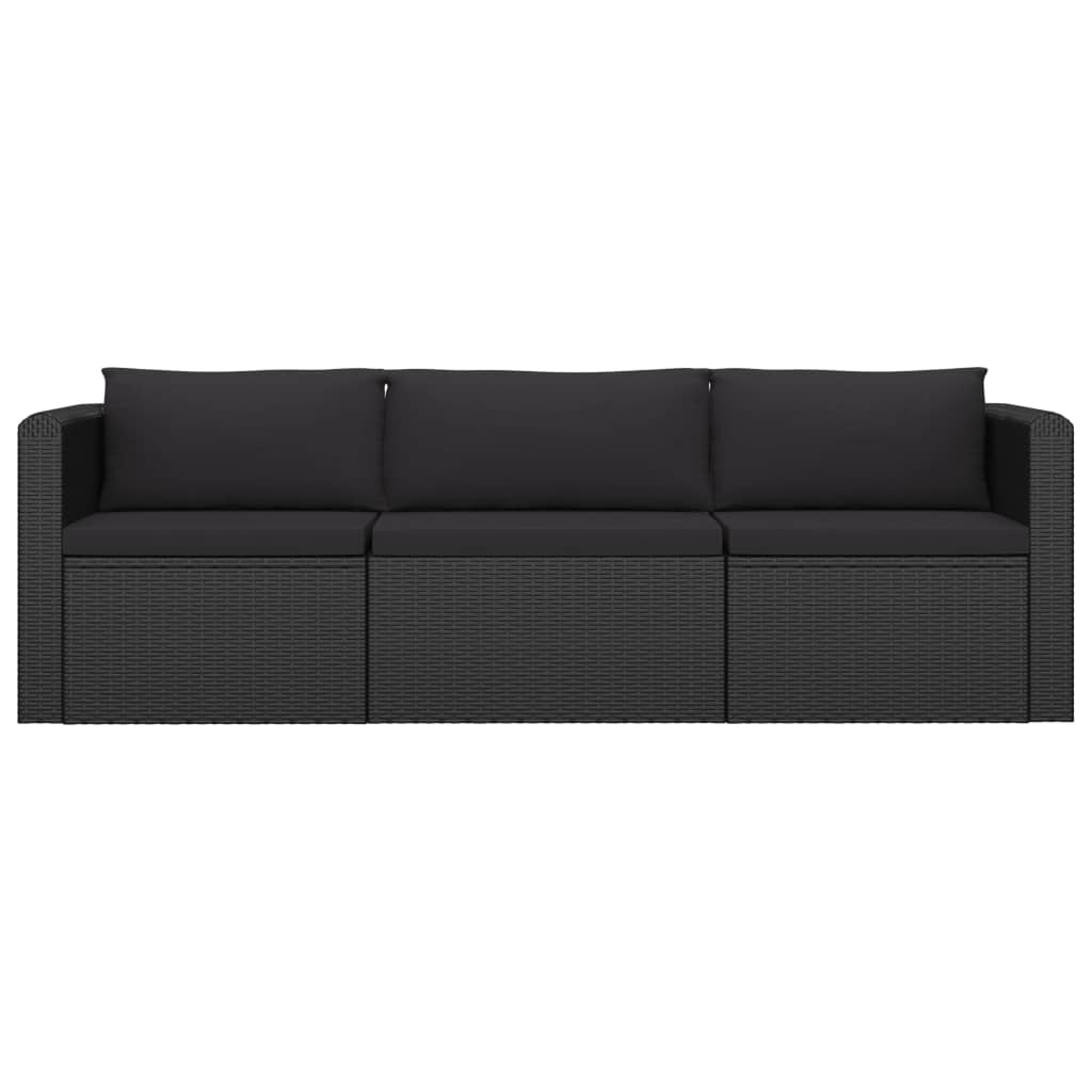 10 Piece Patio Lounge Set with Cushions Poly Rattan Black