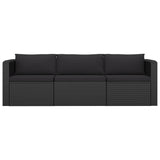 10 Piece Patio Lounge Set with Cushions Poly Rattan Black