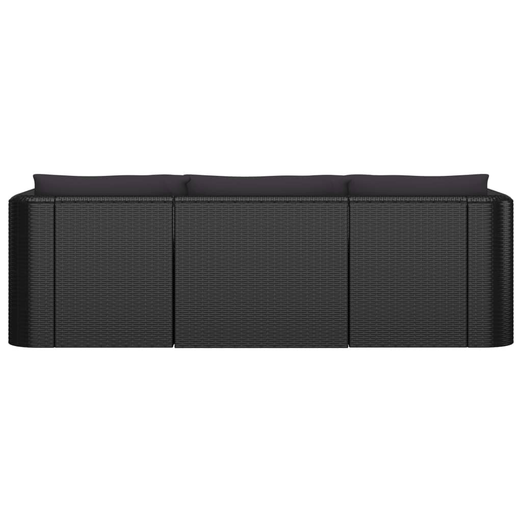 10 Piece Patio Lounge Set with Cushions Poly Rattan Black