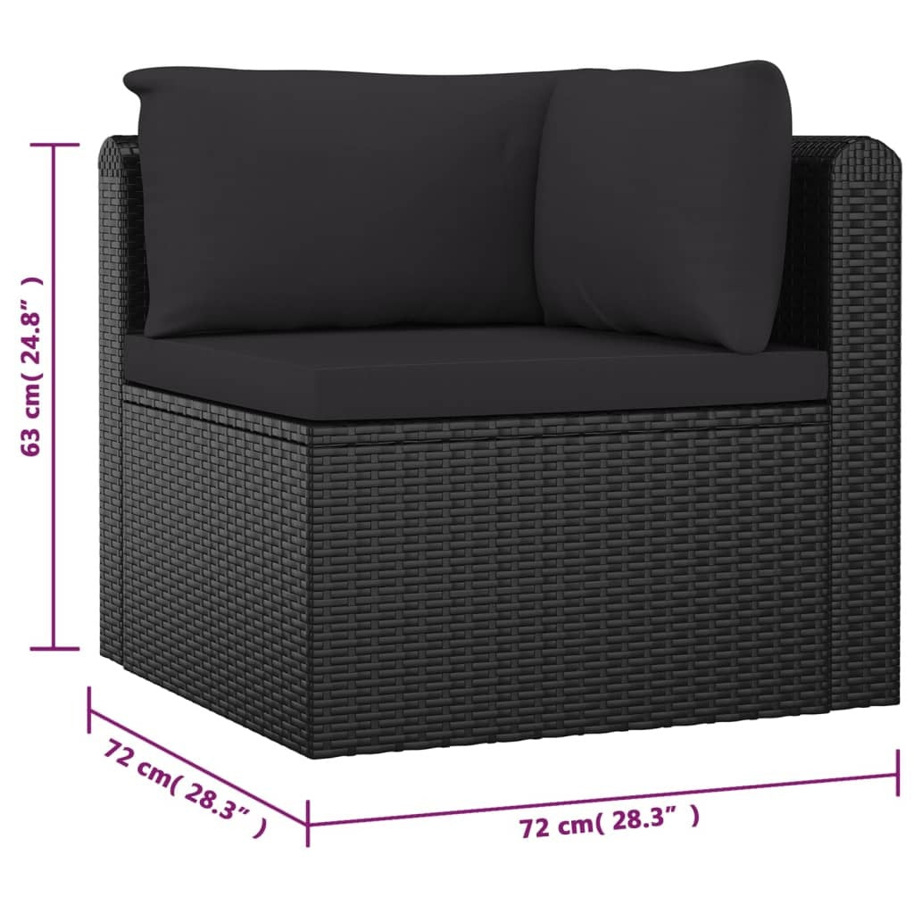 10 Piece Patio Lounge Set with Cushions Poly Rattan Black