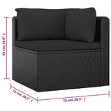 10 Piece Patio Lounge Set with Cushions Poly Rattan Black