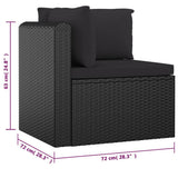 10 Piece Patio Lounge Set with Cushions Poly Rattan Black