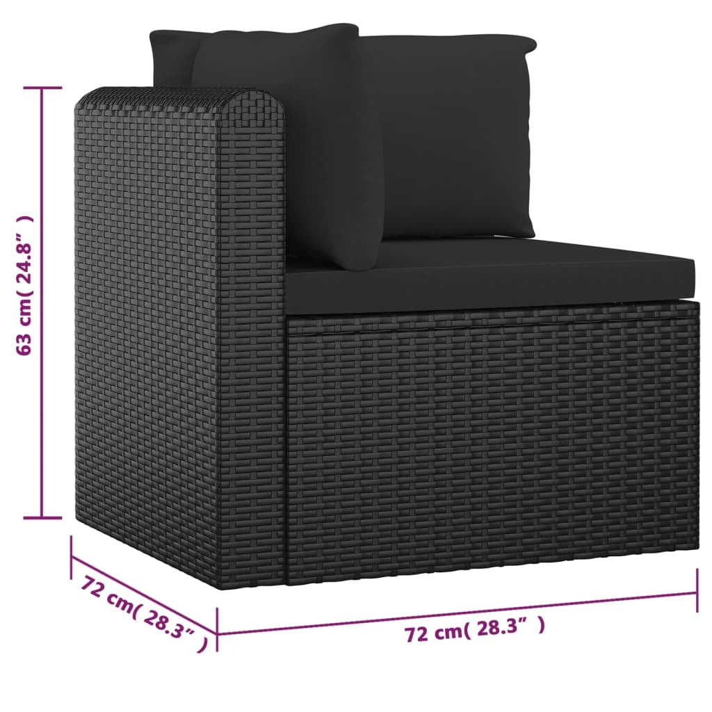 10 Piece Patio Lounge Set with Cushions Poly Rattan Black
