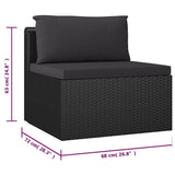 10 Piece Patio Lounge Set with Cushions Poly Rattan Black