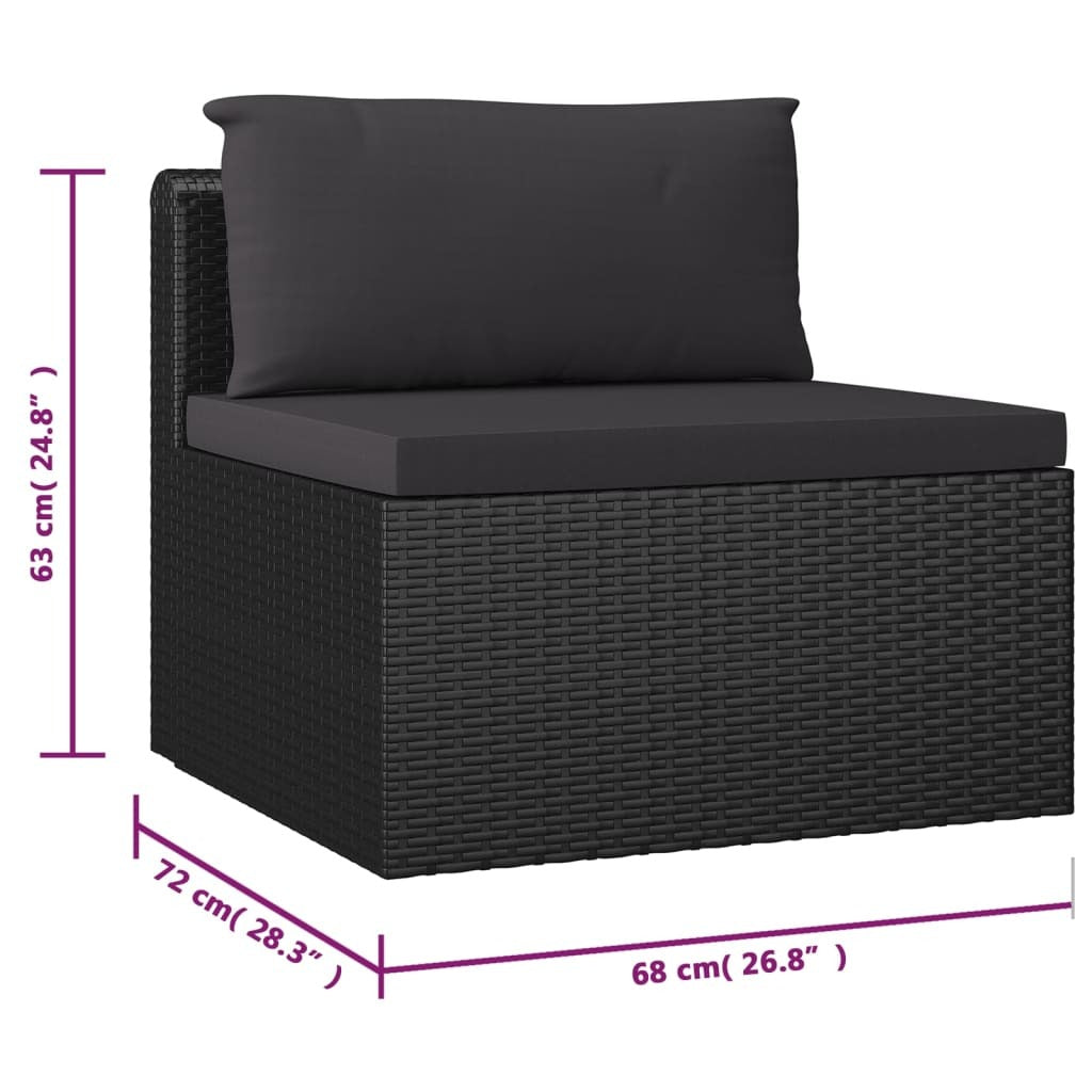 10 Piece Patio Lounge Set with Cushions Poly Rattan Black