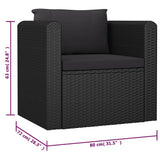 10 Piece Patio Lounge Set with Cushions Poly Rattan Black