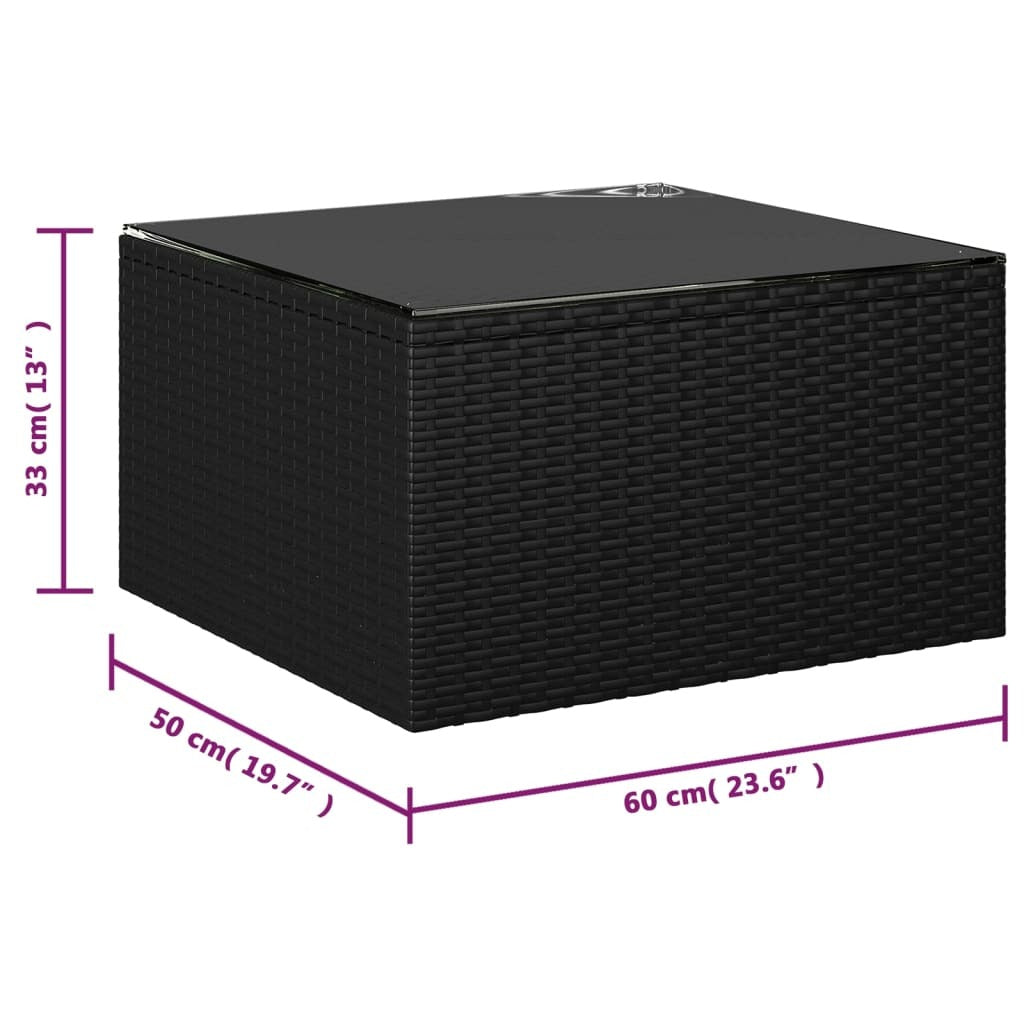 10 Piece Patio Lounge Set with Cushions Poly Rattan Black