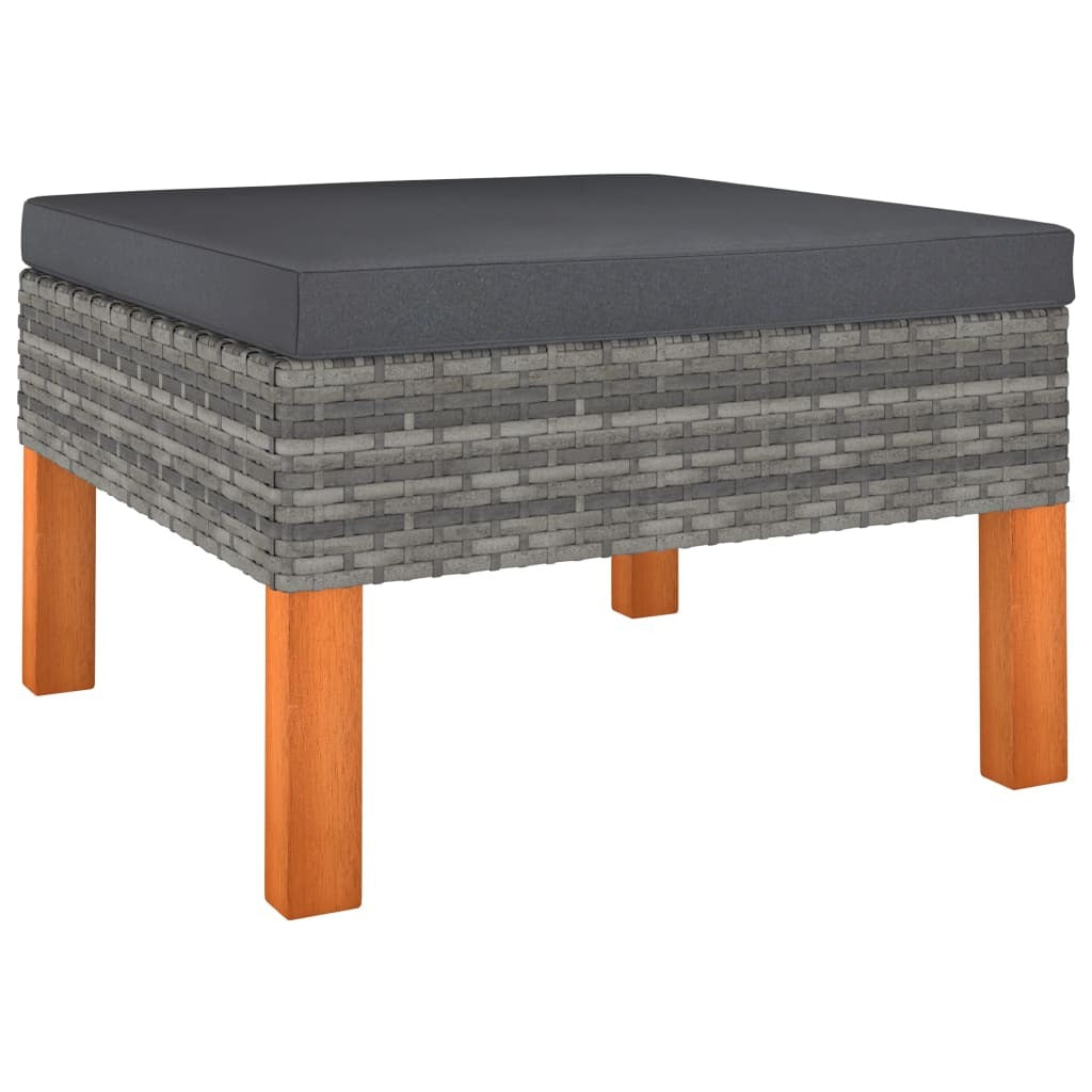 4 Piece Patio Lounge Set with Cushions Poly Rattan Gray