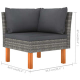 4 Piece Patio Lounge Set with Cushions Poly Rattan Gray
