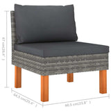 4 Piece Patio Lounge Set with Cushions Poly Rattan Gray