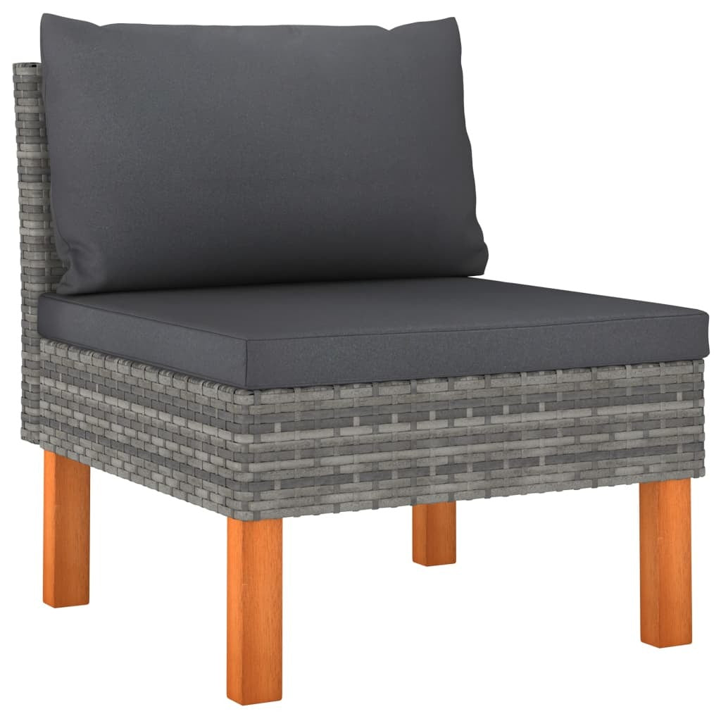 10 Piece Patio Lounge Set with Cushions Poly Rattan Gray