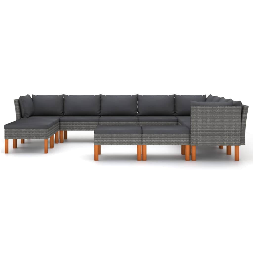 12 Piece Patio Lounge Set with Cushions Poly Rattan Gray