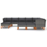 12 Piece Patio Lounge Set with Cushions Poly Rattan Gray