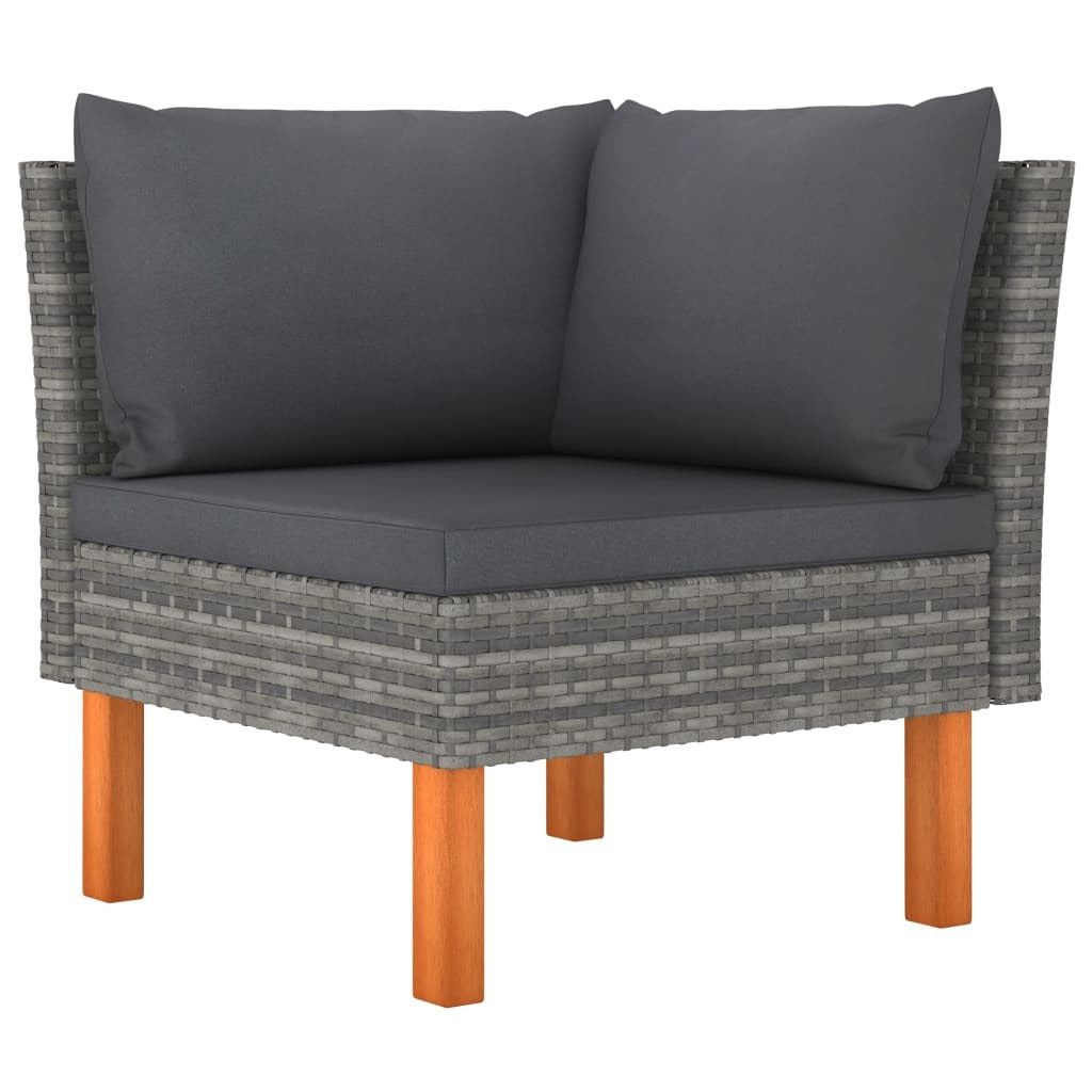 12 Piece Patio Lounge Set with Cushions Poly Rattan Gray