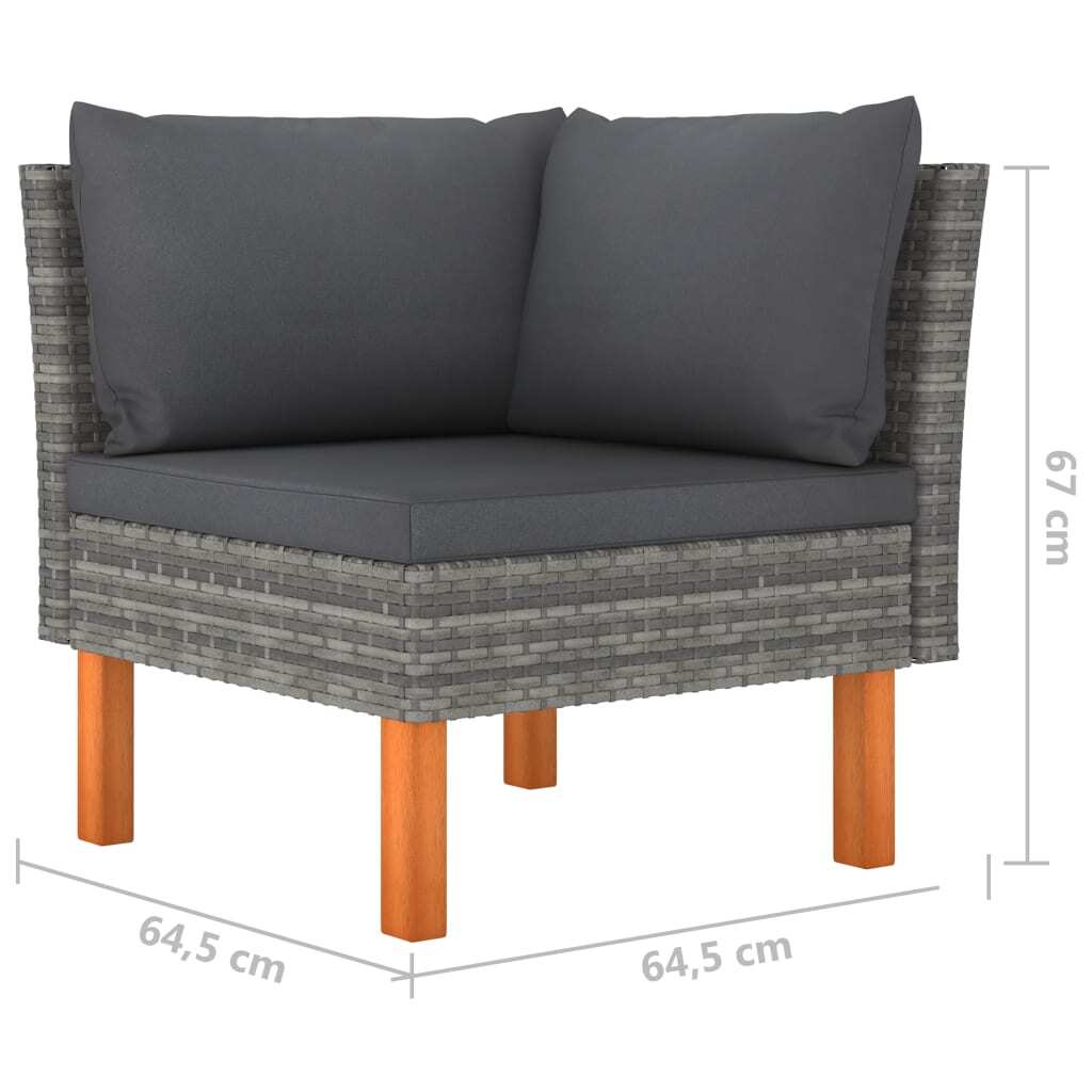 12 Piece Patio Lounge Set with Cushions Poly Rattan Gray
