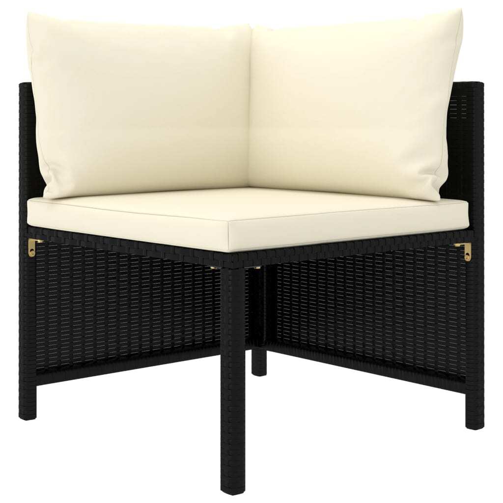 10 Piece Patio Lounge Set with Cushions Poly Rattan Black