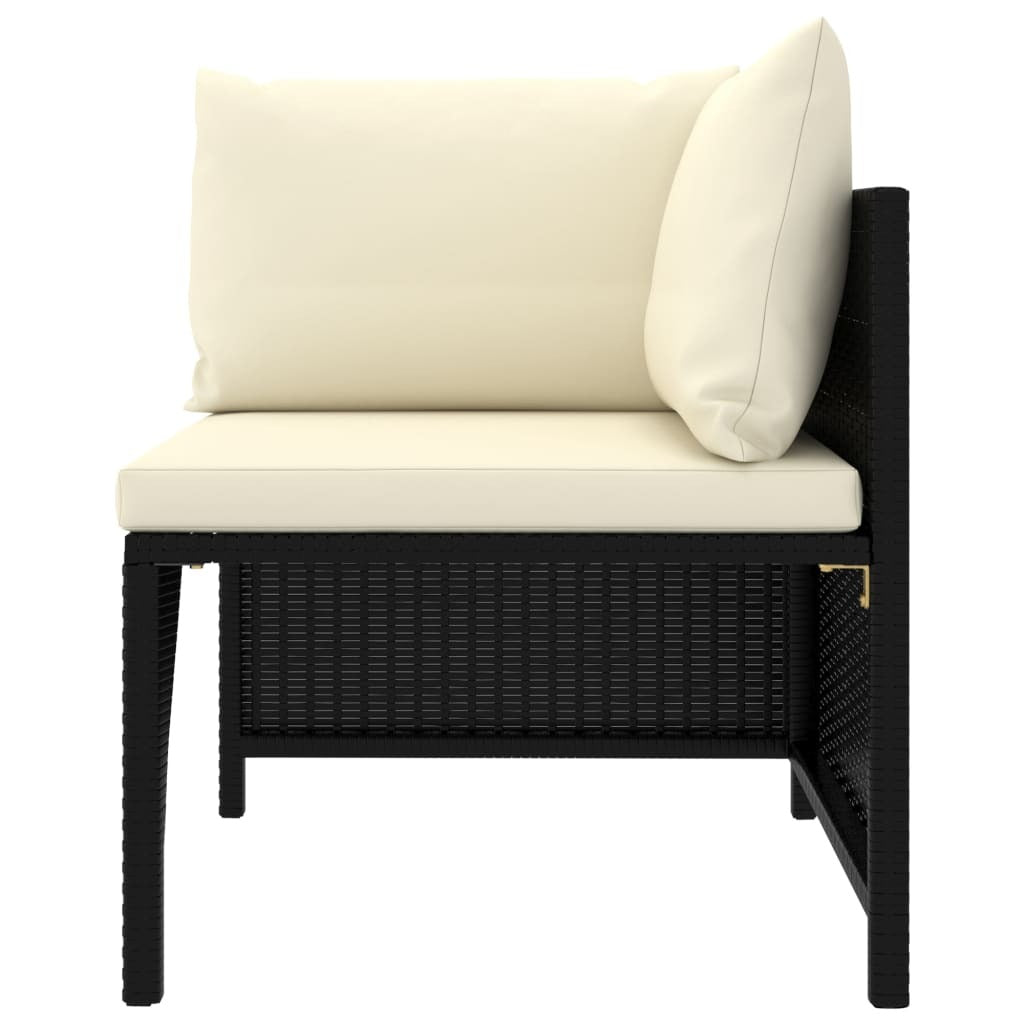 10 Piece Patio Lounge Set with Cushions Poly Rattan Black