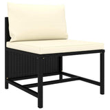 10 Piece Patio Lounge Set with Cushions Poly Rattan Black