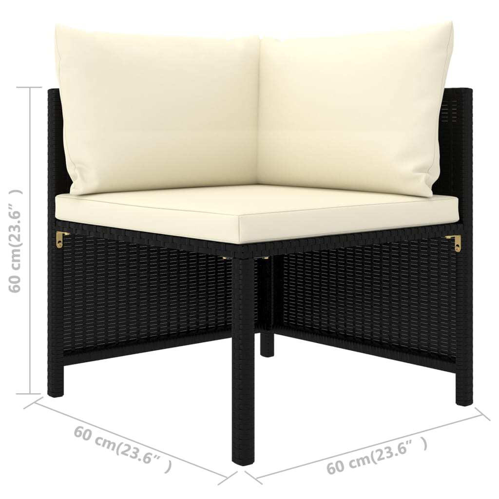 10 Piece Patio Lounge Set with Cushions Poly Rattan Black