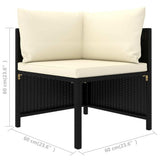 10 Piece Patio Lounge Set with Cushions Poly Rattan Black