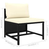 10 Piece Patio Lounge Set with Cushions Poly Rattan Black