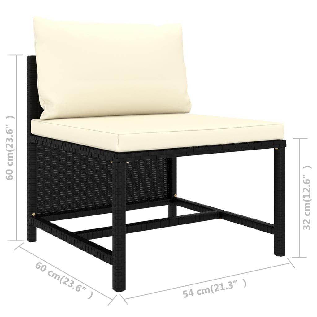 10 Piece Patio Lounge Set with Cushions Poly Rattan Black